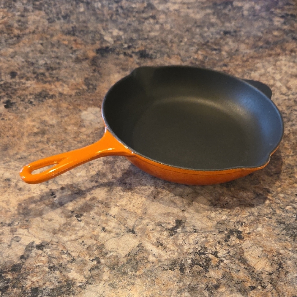 Le‎ Creuset Cousances #23 Orange Cast Iron Vintage Skillet
